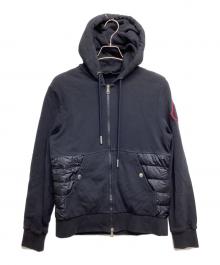 MONCLER（モンクレール）の古着「MAGLIA CARDIGAN/スウェット/ダウン 切替 ジップアップ パーカー」｜ネイビー