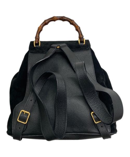 GUCCI（グッチ）GUCCI (グッチ) スウェードレザーコンビバンブーリュック ブラックの古着・服飾アイテム