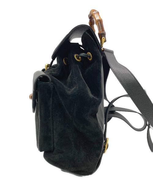 GUCCI（グッチ）GUCCI (グッチ) スウェードレザーコンビバンブーリュック ブラックの古着・服飾アイテム