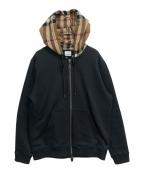 BURBERRY LONDONバーバリーロンドン）の古着「Check Hood Cotton Blend Hooded Top」｜ブラック