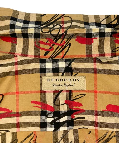 BURBERRY LONDON（バーバリーロンドン）BURBERRY LONDON (バーバリーロンドン) スクリブルチェック半袖シャツ ブラウン サイズ:SIZE Lの古着・服飾アイテム