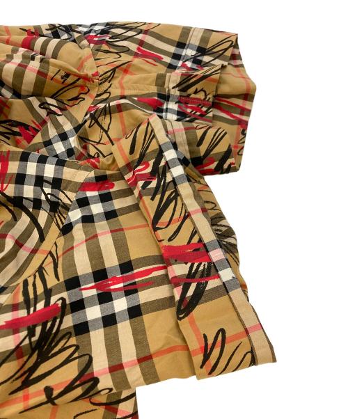 BURBERRY LONDON（バーバリーロンドン）BURBERRY LONDON (バーバリーロンドン) スクリブルチェック半袖シャツ ブラウン サイズ:SIZE Lの古着・服飾アイテム