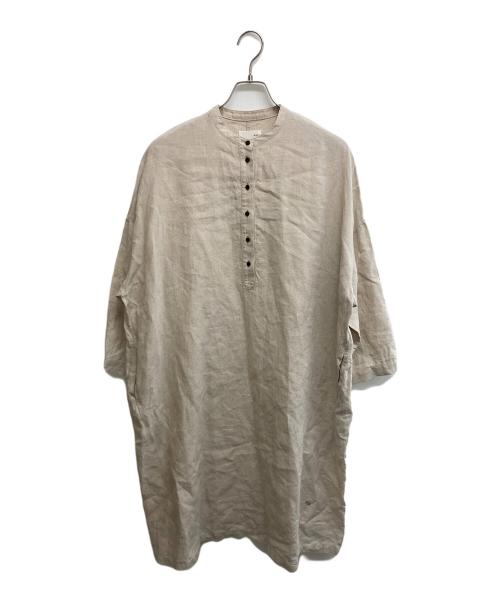 HUIS（ハウス）HUIS (ハウス) シャトルリネンバンドカラーワイドワンピース ベージュ サイズ:SIZE Freeの古着・服飾アイテム
