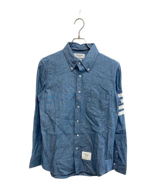 THOM BROWNE. NEW YORK（トムブラウン ニューヨーク）THOM BROWNE. NEW YORK (トムブラウン ニューヨーク) シャンブレー 4BAR シャツ ネイビー サイズ:SIZE1の古着・服飾アイテム