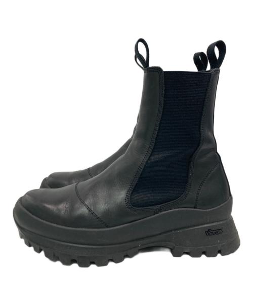 HYKE（ハイク）HYKE (ハイク) TOSHINOSUKE TAKEGAHARA (トシノスケ タケガハラ) Vibram Sole / レザー サイドゴア ショートブーツ ブラック サイズ:	SIZE 24cmｚの古着・服飾アイテム