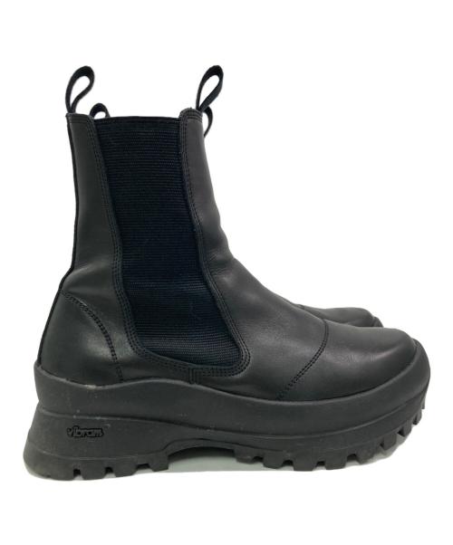 HYKE（ハイク）HYKE (ハイク) TOSHINOSUKE TAKEGAHARA (トシノスケ タケガハラ) Vibram Sole / レザー サイドゴア ショートブーツ ブラック サイズ:	SIZE 24cmｚの古着・服飾アイテム