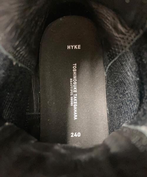 HYKE（ハイク）HYKE (ハイク) TOSHINOSUKE TAKEGAHARA (トシノスケ タケガハラ) Vibram Sole / レザー サイドゴア ショートブーツ ブラック サイズ:	SIZE 24cmｚの古着・服飾アイテム