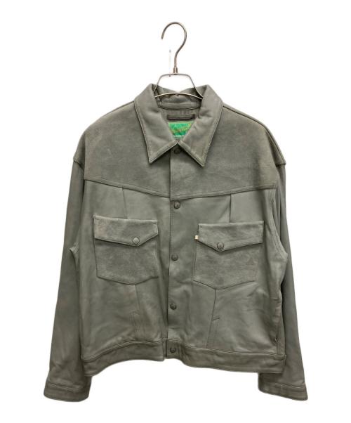 WESTOVERALLS（ウエストオーバーオールズ）WESTOVERALLS (ウエストオーバーオールズ) スエード切替レザージャケット グレー サイズ:SIZE Sの古着・服飾アイテム
