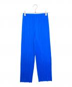PLEATS PLEASEプリーツプリーズ）の古着「プリーツパンツ」｜ブルー