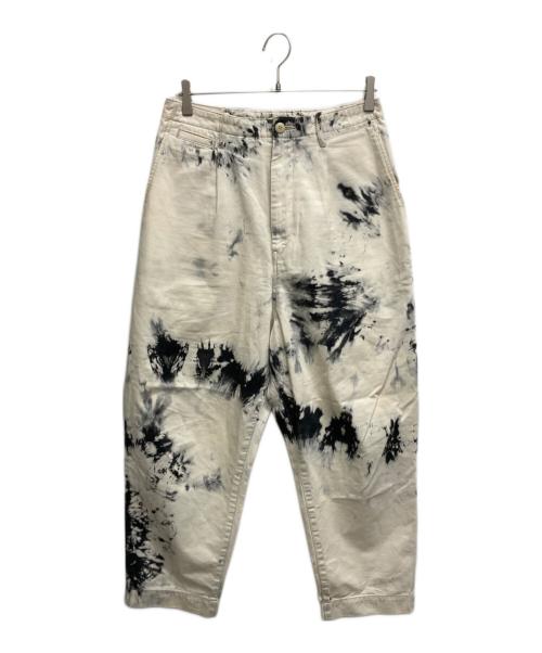 KAPITAL（キャピタル）KAPITAL (キャピタル) タイダイ柄ワイドパンツ ホワイト×ブラック サイズ:2/Mの古着・服飾アイテム