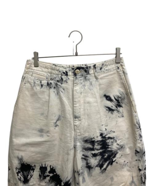 KAPITAL（キャピタル）KAPITAL (キャピタル) タイダイ柄ワイドパンツ ホワイト×ブラック サイズ:2/Mの古着・服飾アイテム