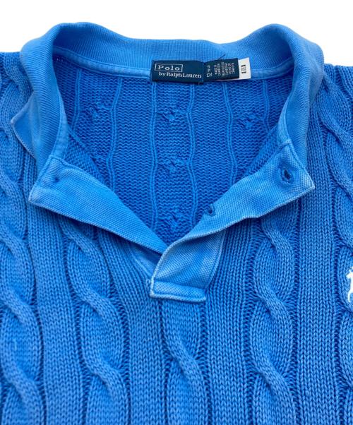 POLO RALPH LAUREN（ポロ・ラルフローレン）POLO RALPH LAUREN (ポロ・ラルフローレン) ケーブルニットポロシャツ ブルー サイズ:SIZE Sの古着・服飾アイテム