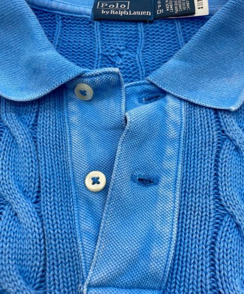 POLO RALPH LAUREN（ポロ・ラルフローレン）POLO RALPH LAUREN (ポロ・ラルフローレン) ケーブルニットポロシャツ ブルー サイズ:SIZE Sの古着・服飾アイテム