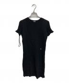 CHANELシャネル）の古着「ココマークラインストーンニットワンピース」｜ブラック