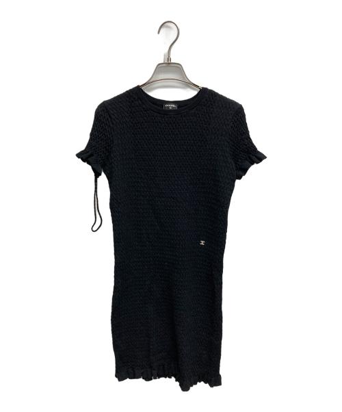 CHANEL（シャネル）CHANEL (シャネル) ココマークラインストーンニットワンピース ブラック サイズ:SIZE 36の古着・服飾アイテム