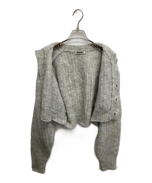 NKNIT（ンニット）NKNIT (エヌニット) alpaca mix striped KNIT cardigan グレー サイズ:1の古着・服飾アイテム