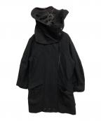 chalayanチャラヤン）の古着「アンゴラウールフーデッドコート」｜ブラック