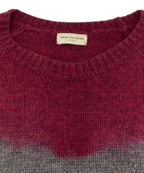 DRIES VAN NOTEN（ドリスヴァンノッテン）DRIES VAN NOTEN (ドリスヴァンノッテン) グラデーションウールニット グレー×レッド サイズ:SIZE　Mの古着・服飾アイテム