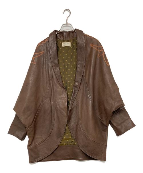 77circa（ナナナナサーカ）77circa (ナナナナサーカ) 再構築ウエスタン柄レザージャケット ブラウン サイズ:記載なしの古着・服飾アイテム