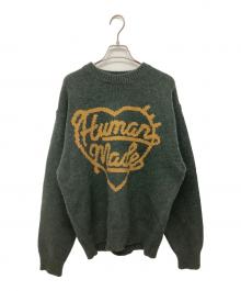 HUMAN MADE（ヒューマンメイド）の古着「Heart knit sweater」｜グリーン