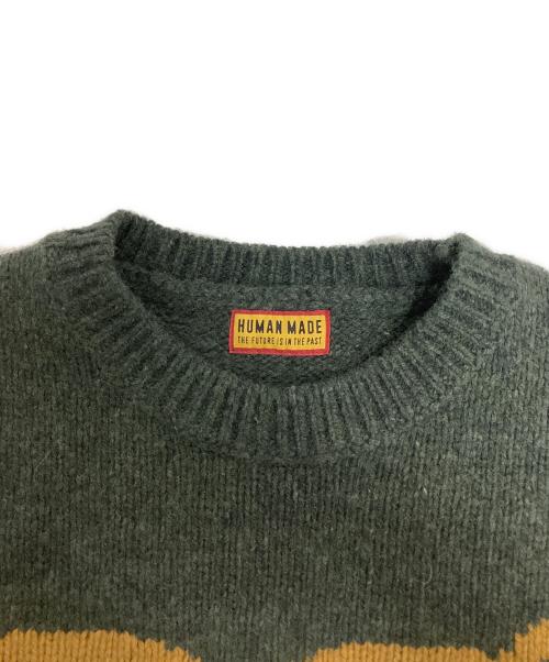 HUMAN MADE（ヒューマンメイド）HUMAN MADE (ヒューマンメイド) Heart knit sweater グリーン サイズ:SIZE Lの古着・服飾アイテム