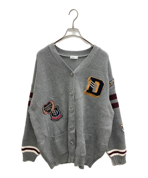 darich（ダーリッチ）darich (ダーリッチ) カレッジワッペンVネックニットカーディガン グレー サイズ:SIZE FREEの古着・服飾アイテム