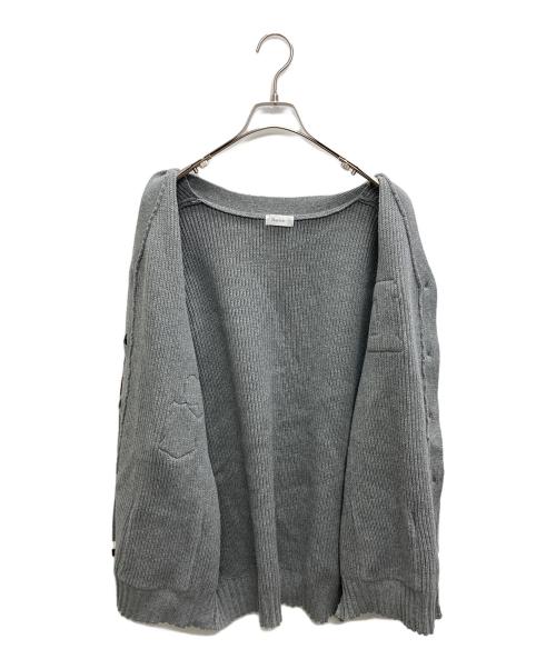 darich（ダーリッチ）darich (ダーリッチ) カレッジワッペンVネックニットカーディガン グレー サイズ:SIZE FREEの古着・服飾アイテム