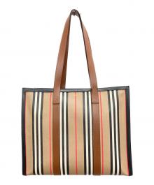 BURBERRY LONDON（バーバリーロンドン）の古着「ストライプトートバッグ」｜ブラウン