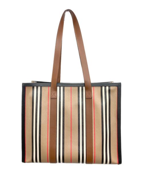 BURBERRY LONDON（バーバリーロンドン）BURBERRY LONDON (バーバリーロンドン) ストライプトートバッグ ブラウンの古着・服飾アイテム