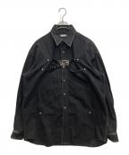 JOHN LAWRENCE SULLIVANジョン ローレンス サリバン）の古着「FRONT SIDE BELTED DENIM SHIRT」｜ブラック