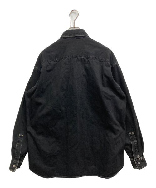 JOHN LAWRENCE SULLIVAN（ジョン ローレンス サリバン）JOHN LAWRENCE SULLIVAN (ジョン ローレンス サリバン) FRONT SIDE BELTED DENIM SHIRT ブラック サイズ:SIZE　46の古着・服飾アイテム