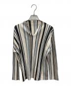 PLEATS PLEASEプリーツプリーズ）の古着「プリーツカットソー」｜ホワイト×ブラック