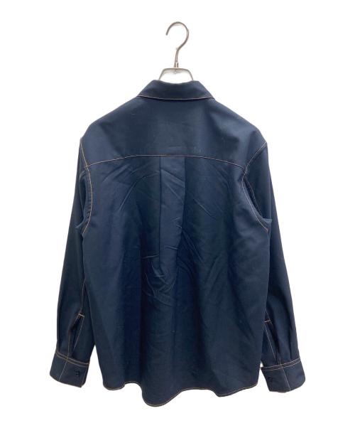 MARNI（マルニ）MARNI (マルニ) トロピカルウールコントラストステッチシャツ ネイビー サイズ:SIZE44の古着・服飾アイテム