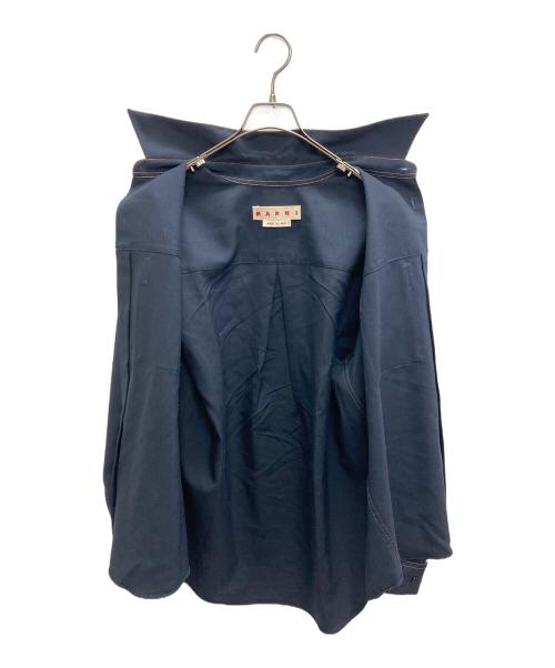 MARNI（マルニ）MARNI (マルニ) トロピカルウールコントラストステッチシャツ ネイビー サイズ:SIZE44の古着・服飾アイテム
