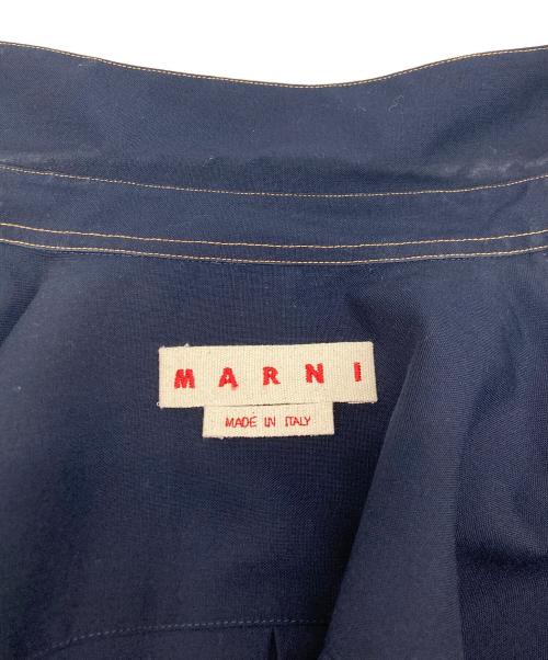 MARNI（マルニ）MARNI (マルニ) トロピカルウールコントラストステッチシャツ ネイビー サイズ:SIZE44の古着・服飾アイテム