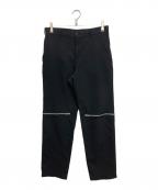 BLACK COMME des GARCONSブラックコムデギャルソン）の古着「ポリ縮絨ジップテーパードパンツ」｜ブラック