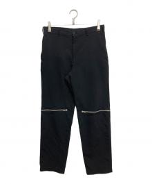 BLACK COMME des GARCONS（ブラックコムデギャルソン）の古着「ポリ縮絨ジップテーパードパンツ」｜ブラック