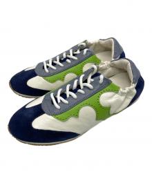 TORY BURCH（トリーバーチ）の古着「Serif Leather Sneaker」｜ネイビー×ベージュ