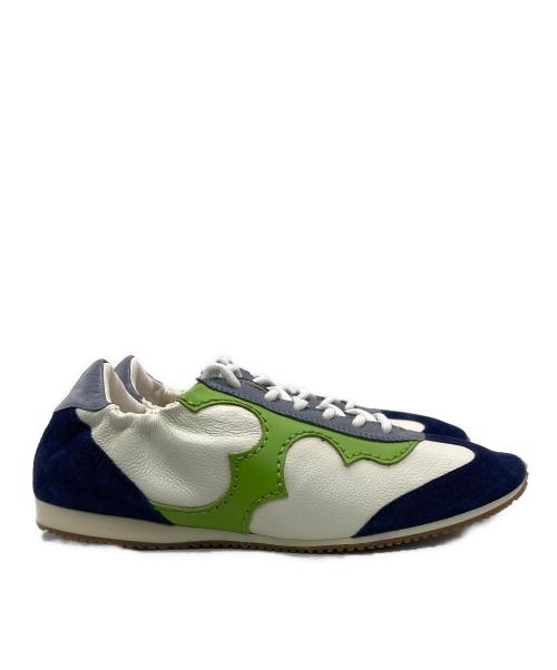 TORY BURCH（トリーバーチ）TORY BURCH (トリーバーチ) Serif Leather Sneaker ネイビー×ベージュ サイズ:SIZE 7Aの古着・服飾アイテム