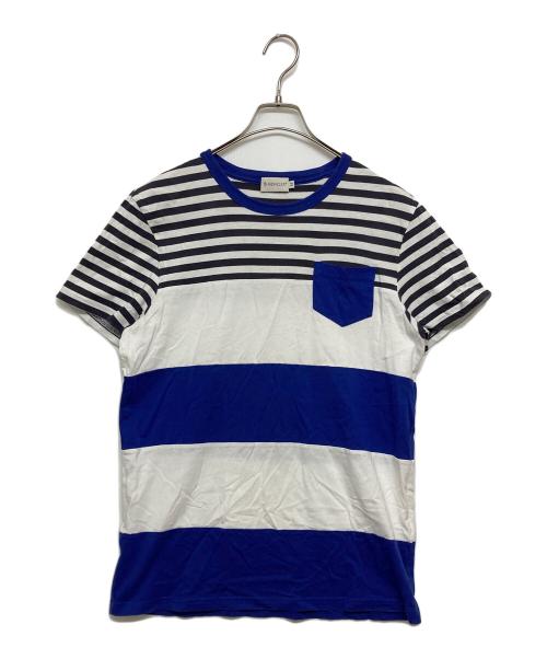 MONCLER（モンクレール）MONCLER (モンクレール) maglia t-shirt ホワイト×ブルー サイズ:SIZE Mの古着・服飾アイテム