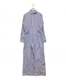 BASERANGE（ベースレンジ）の古着「シャツオールインワン」｜スカイブルー