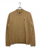 POLO RALPH LAURENポロ・ラルフローレン）の古着「ケーブル ウールカシミヤ ハーフジップ セーター」｜ブラウン