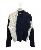 stussyステューシー）の古着「Tie Dye Fisherman sweater」｜ホワイト×ブラック