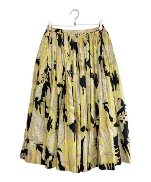 DRIES VAN NOTEN（ドリスヴァンノッテン）DRIES VAN NOTEN (ドリスヴァンノッテン) フラワープリントギャザースカート イエロー サイズ:SIZE 36の古着・服飾アイテム
