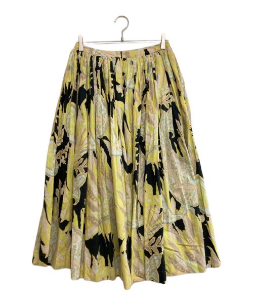 DRIES VAN NOTEN（ドリスヴァンノッテン）DRIES VAN NOTEN (ドリスヴァンノッテン) フラワープリントギャザースカート イエロー サイズ:SIZE 36の古着・服飾アイテム