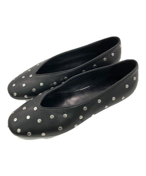 LE MONDE BERYL（ル・モンド・ベリル）LE MONDE BERYL (ル・モンド・ベリル) Luna スタッズトリム フラットシューズ ブラック サイズ:SIZE 36の古着・服飾アイテム
