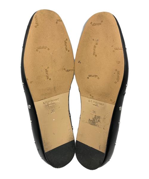 LE MONDE BERYL（ル・モンド・ベリル）LE MONDE BERYL (ル・モンド・ベリル) Luna スタッズトリム フラットシューズ ブラック サイズ:SIZE 36の古着・服飾アイテム