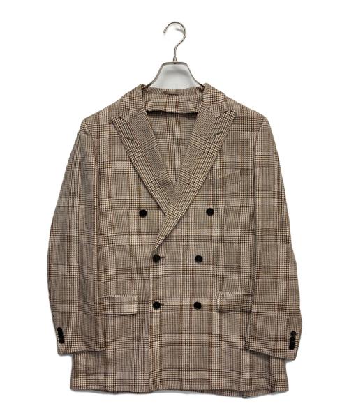 TOMORROW LAND PILGRIM（トゥモローランド ピルグリム）TOMORROW LAND PILGRIM (トゥモローランド ピルグリム) ERMENEGILDO ZEGNA (エルメネジルド・ゼニア) チェックテーラードジャケット ベージュ サイズ:50の古着・服飾アイテム