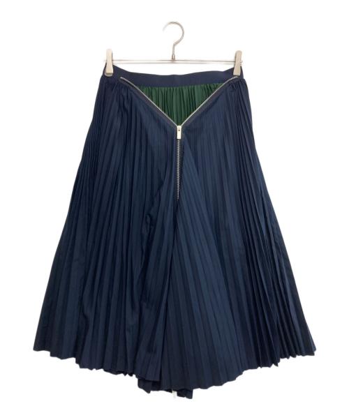 sacai（サカイ）sacai (サカイ) Cotton Poplin Zipper Pleated Skirt ネイビー サイズ:SIZE 2の古着・服飾アイテム