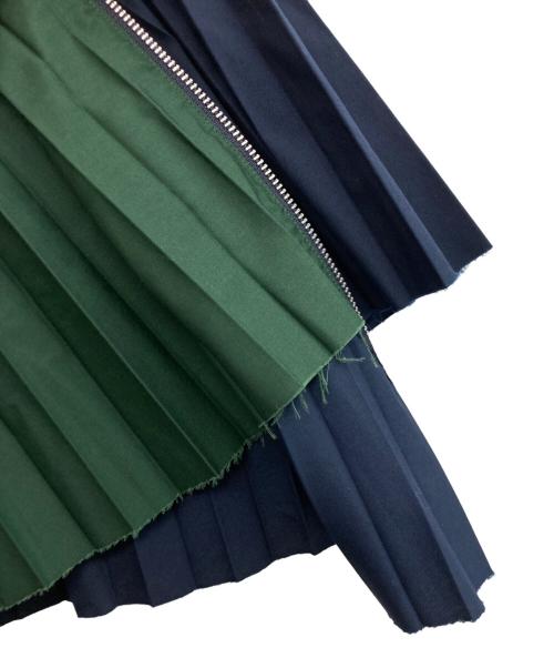 sacai（サカイ）sacai (サカイ) Cotton Poplin Zipper Pleated Skirt ネイビー サイズ:SIZE 2の古着・服飾アイテム